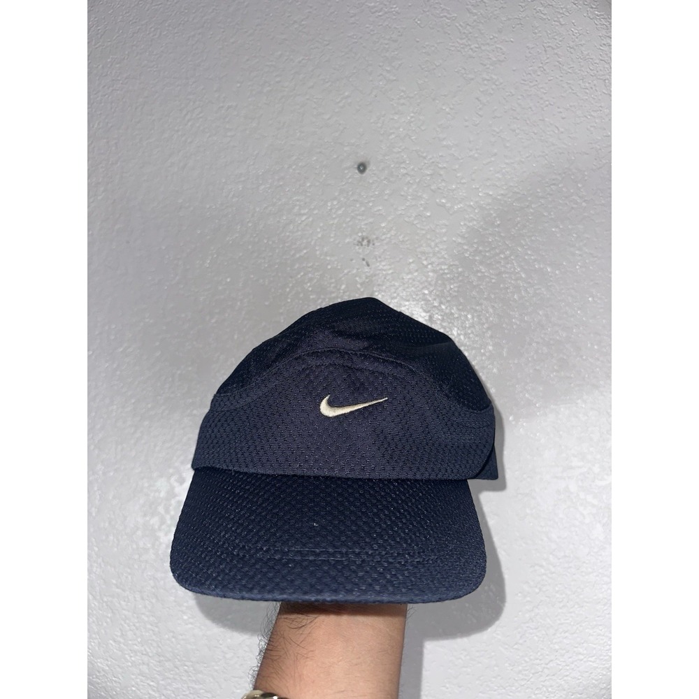 Vintage 90s Nike Court Challenge Mesh 5-Panel Camp Hat Navy Blue Strapback